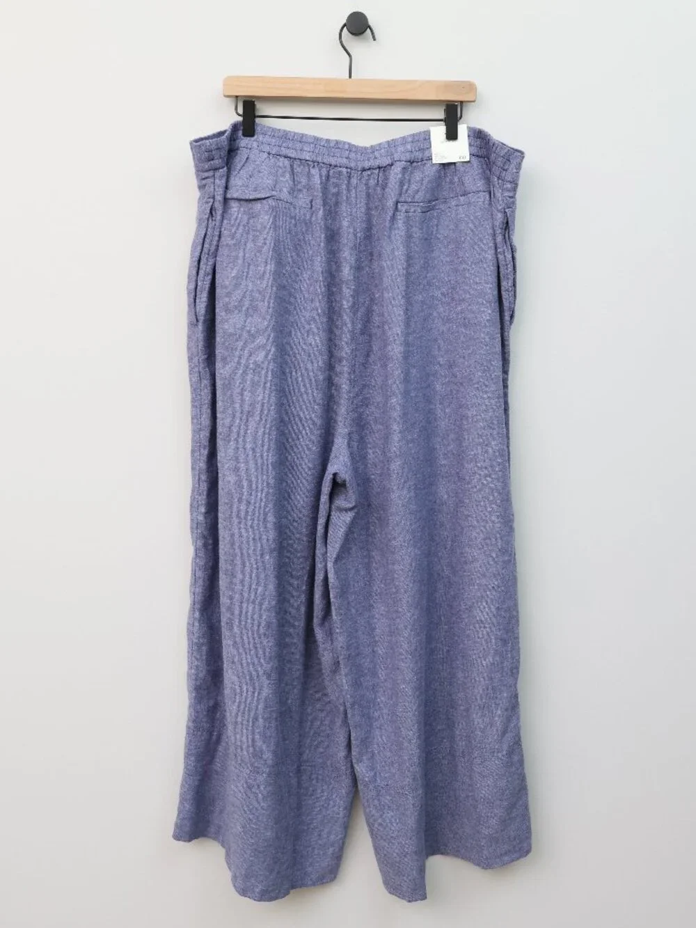 NWT Banana Republic Anyday Wide-Leg High-Rise Linen-Blend Cropped Pant Blue XXL